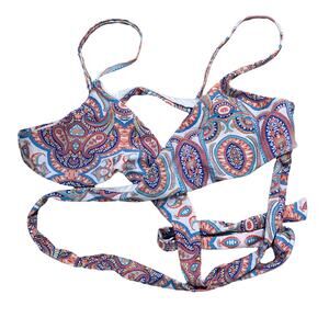 Show Me Your Mumu Mermaid Paisley Wrap Bikini Top Women's Size Medium M